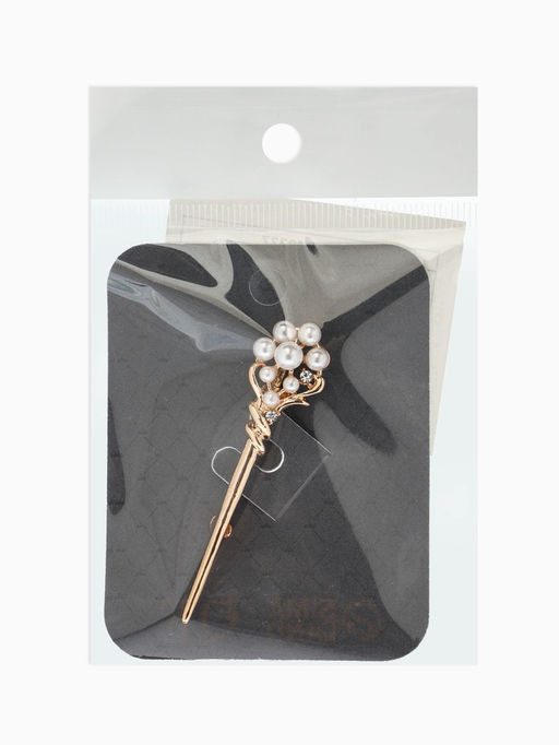 Брошь «Факел с жемчугом», белая в золоте