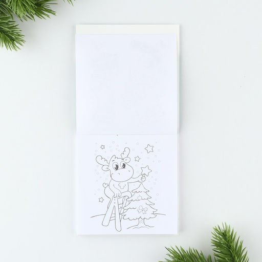 Подарочный набор новогодний, блокнот-раскраска и восковые мелки С новым годом