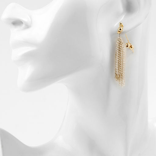 Серьги металл Цепи сборка, цвет серебряно-золотой, 2 см