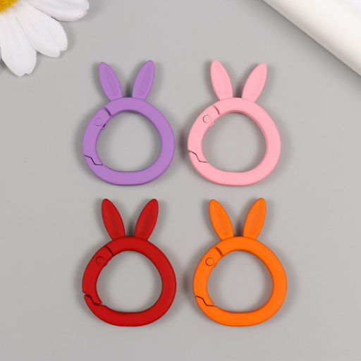 Цена за 4 шт. Карабин металл Голова зайчика МИКС 3,8х2,7 см - Арт узор фото 2