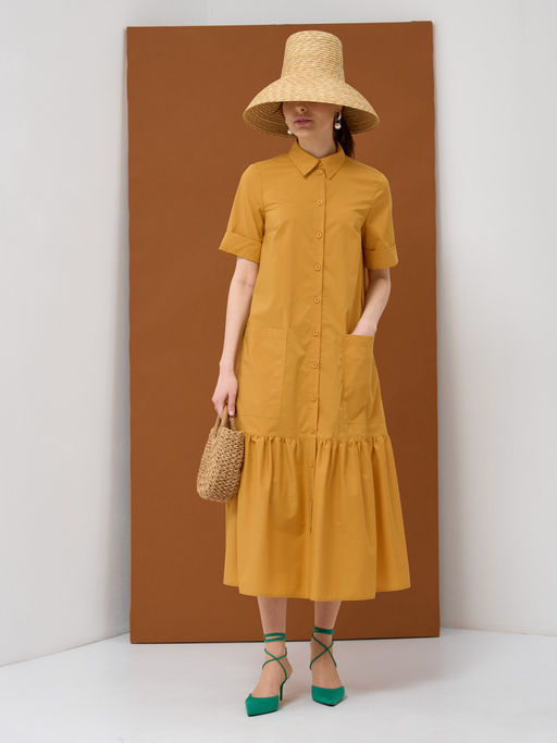 Платье хлопок OD-791-4 горчица OD-791-4