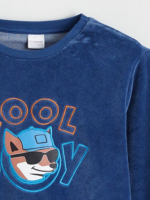 Bisiklet Yaka Kadife Erkek ?ocuk Pijama Tak?m?