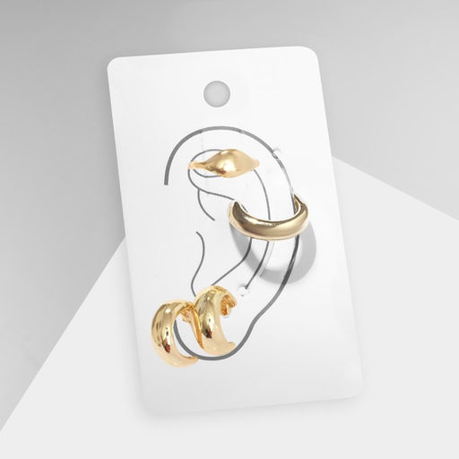 Серьги Каффы минимал, набор 4шт, цвет золото - Queen fair фото 3