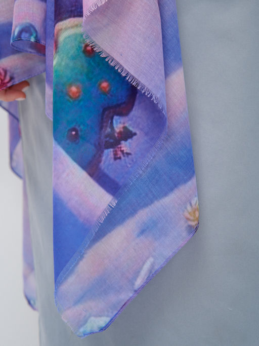 Большой, красивый двусторонний палантин с рисунком в стиле арт-декои необычной текстурой ткани. - Tantino фото 3