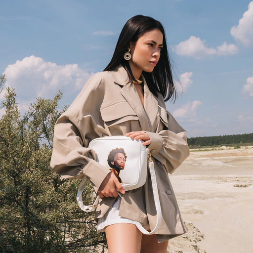 Сумка женская на молнии TEXTURA, 22×8×17 см, с цветным принтом, белая