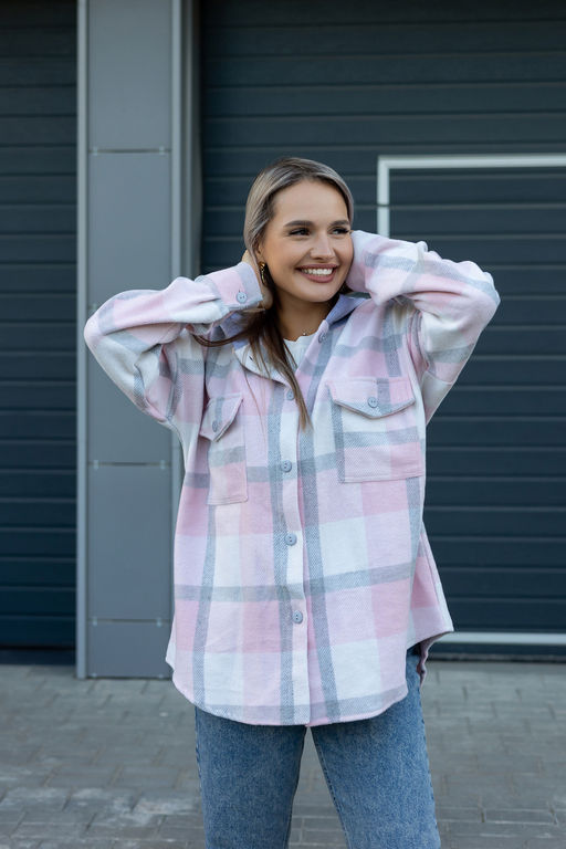 Рубашка женская в клетку с капюшоном РЖКК-01