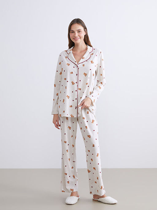 G?mlek Yaka Hamile Pijama Tak?m?