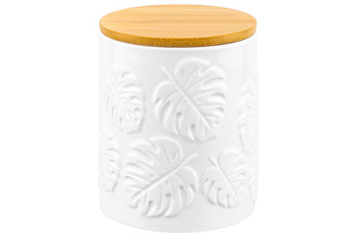 Банка д/хранения 650 мл 10*10*12,5 см Тропики с дер. крышк. с сил. упл.