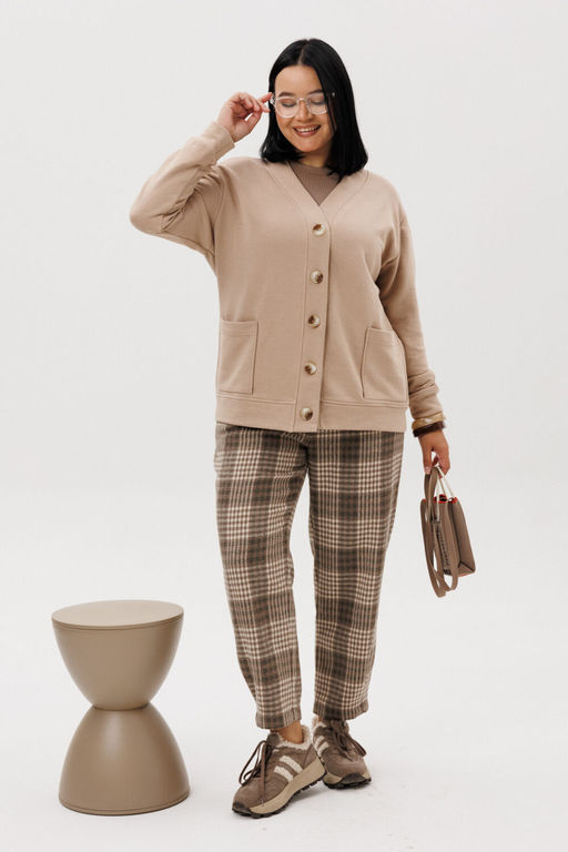 Костюм Anastasia 1301 бежевый/ клетка фото 4