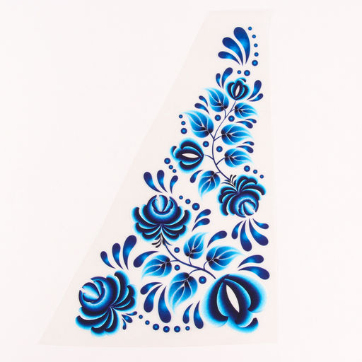 Термонаклейка Гжель цветы, уголок слева, 20?35 см, набор 10 шт.