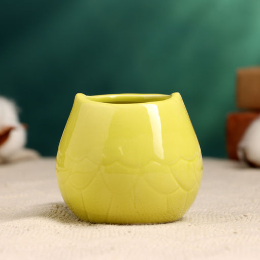 Горшок для цветов «Сова Гриня» керамический, 150 мл, 5×6 см, жёлтый