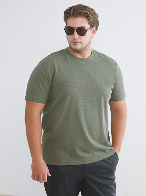 B?y?k Beden Bisiklet Yaka Penye Erkek Ti??rt