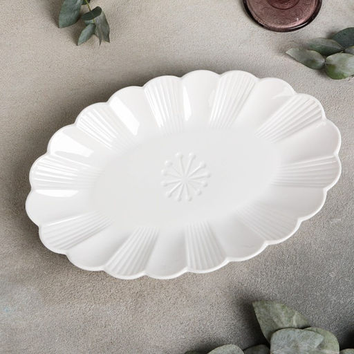 Блюдо Magistro Ромашка, d=28 см, фарфор, белое фото 2