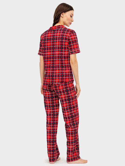 Комплект женский (жакет, брюки) красный в клетку - Mark formelle фото 2