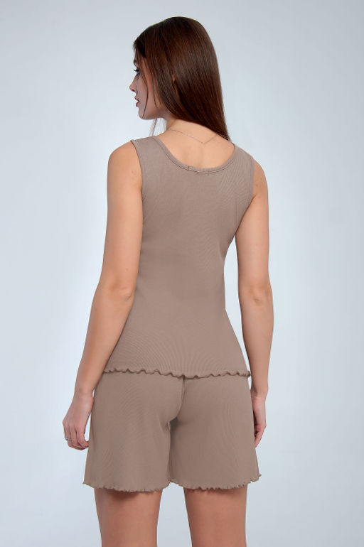 Арт. 9156/3 Пижама с шортами 42-50 (5 шт) Цвет:верх-кофе,низ-кофе