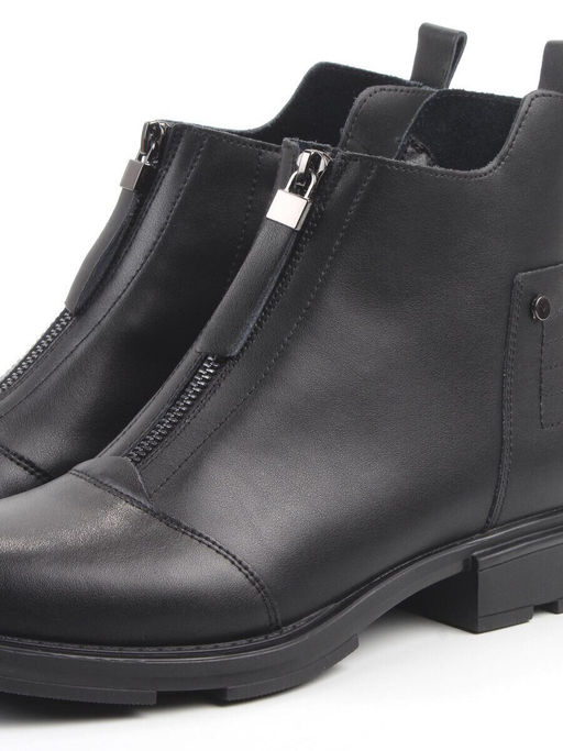 01-M43-10 BLACK Ботинки демисезонные женские (натуральная кожа)