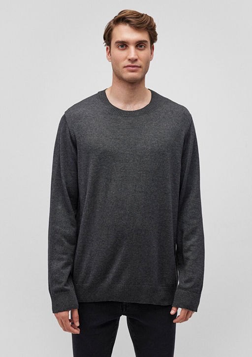 Bisiklet Yaka Antrasit Kazak - Mavi фото 3