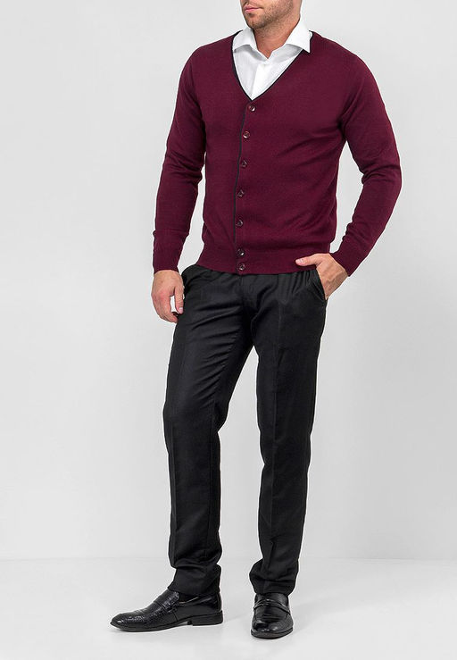 Кардиган мужской GREG G135-12-цв.планка D2 (бордо)  фото 3