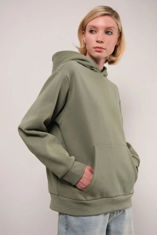 Светло-серая меланжевая толстовка с капюшоном - Incity фото 7