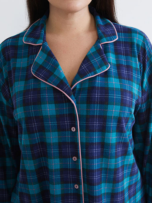 B?y?k Beden Ekose Polar Kad?n Pijama Tak?m?