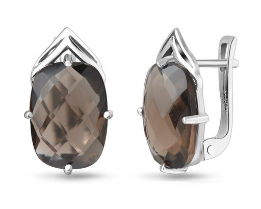 Серьги, раухтопаз, Плазма