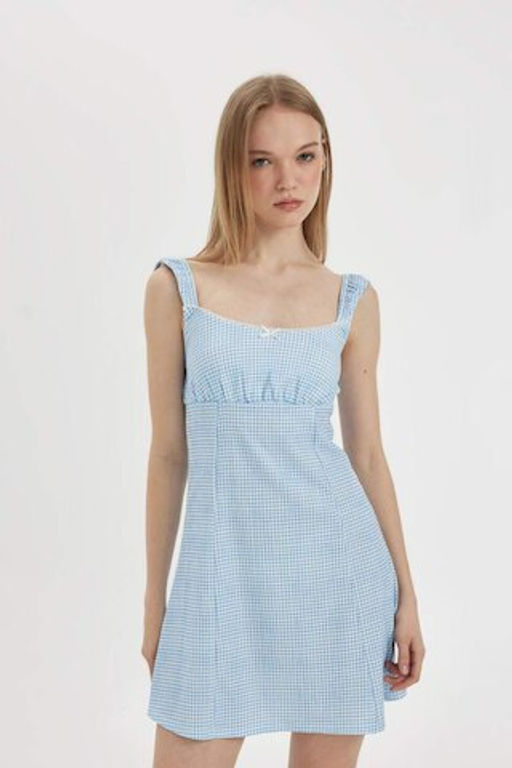 Мини-платье с v-образным вырезом и принтом на бретельках - Defacto фото 7