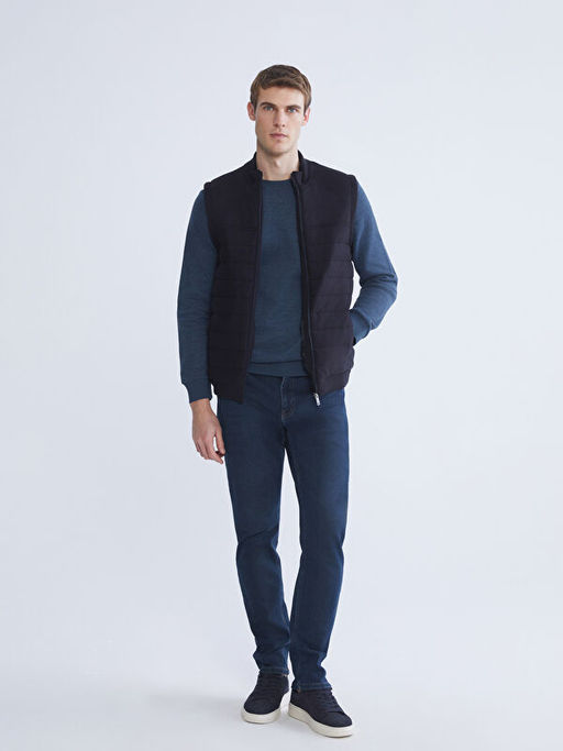 Standart Kal?p Dik Yaka Erkek Triko Yelek