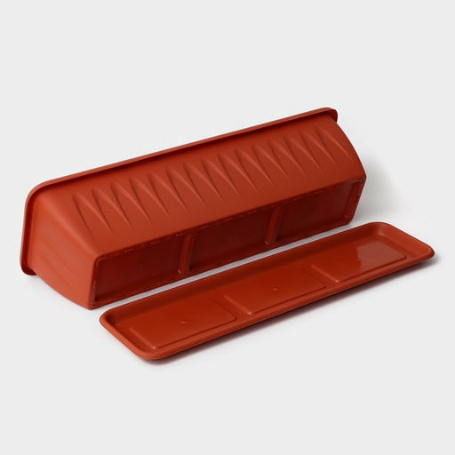 Балконный ящик для цветов «Алиция», 10 л, 60×18.5×15.5 см, с поддоном, цвет терракотовый