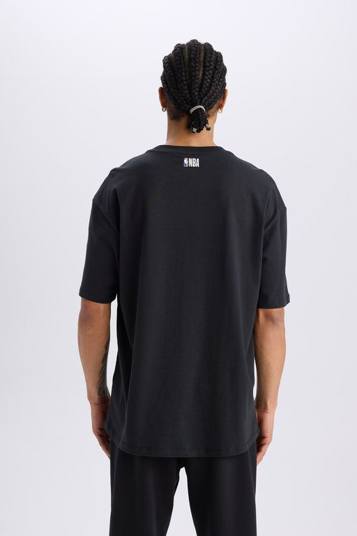 NBA Los Angeles Lakers Oversize Geni_ Kal_p Bisiklet Yaka K_sa Kollu Ti__rt