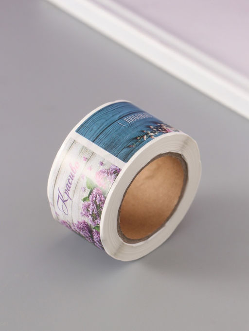 Цена за 2 шт. Наклейка бумага Цветочная классика, 3?5 см, 200 шт. в рулоне