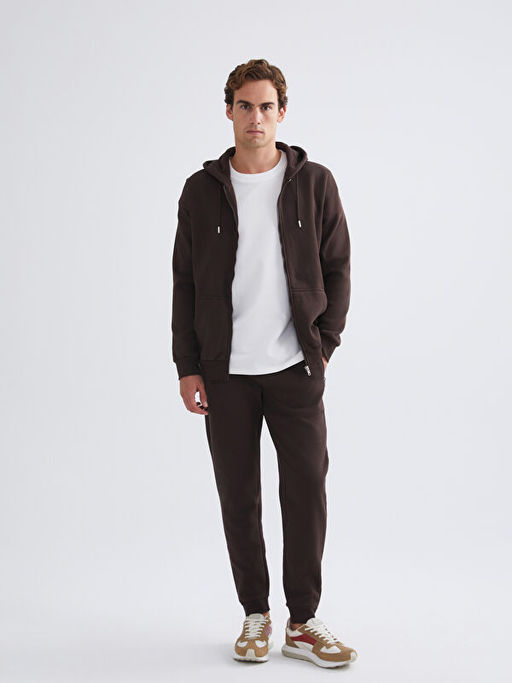 Kap??onlu Uzun Kollu Erkek Fermuarl? Sweatshirt