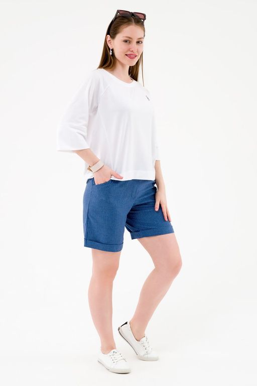 Шорты прямые с манжетами джинсовый - Odis фото 4