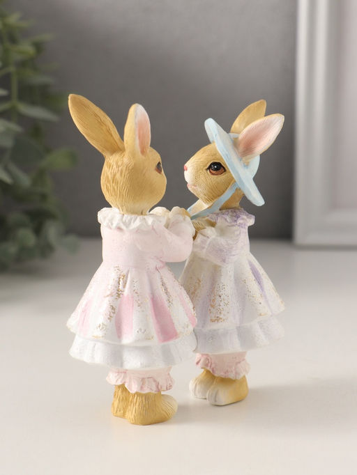 Фигурка полистоун «Зайки-сестрицы», сиренево-розовый 8.5×4.5×11.5 см