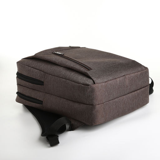 Рюкзак городской на молнии, 2 кармана, с USB, цвет коричневый - Simaland фото 3