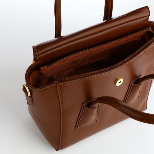 Сумка женская мессенджер на магните, 35×15×23 см, коричневая