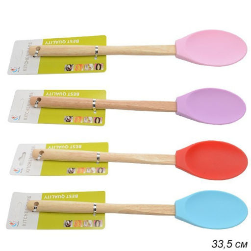Ложка силиконовая 33 см с деревянной ручкой/ Y-106 /уп 60/240/ - ГалеонТрейд фото 2