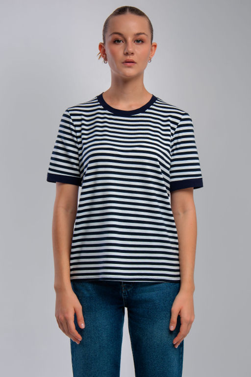 Арт. 3661 Футболка женская 42-50 (5 шт) Цвет:бело-синий - Калинка фото 2