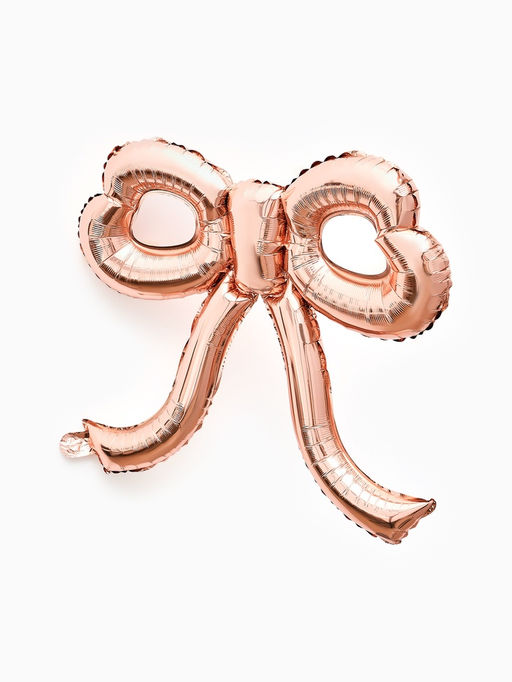 Цена за 2 шт. Воздушный шар фольгированный 22" «Бант», розовое - золото