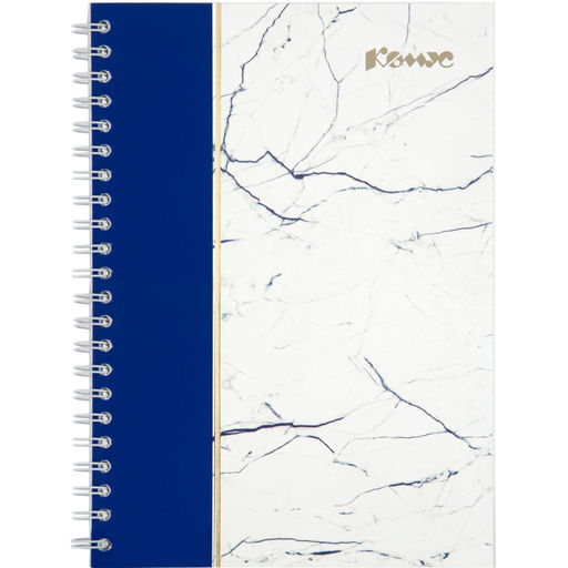 Бизнес-тетрадь А4 120л Комус Мрамор Синий клетк,80г,греб,карт,фольга,УФ-лак