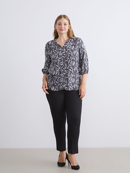 Ka??k Yaka ?i?ekli Bluz