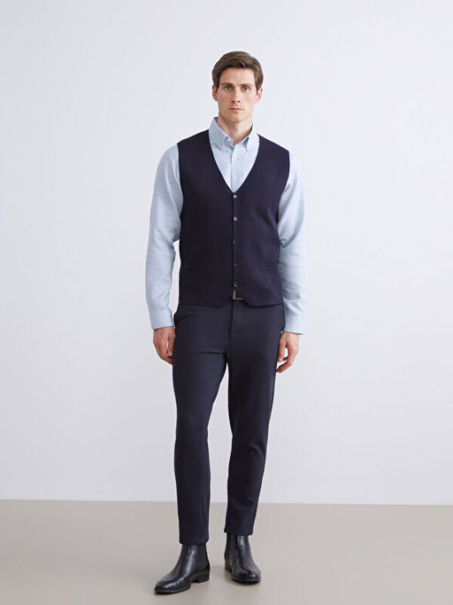 Standart Kal?p V Yaka Erkek Triko Yelek