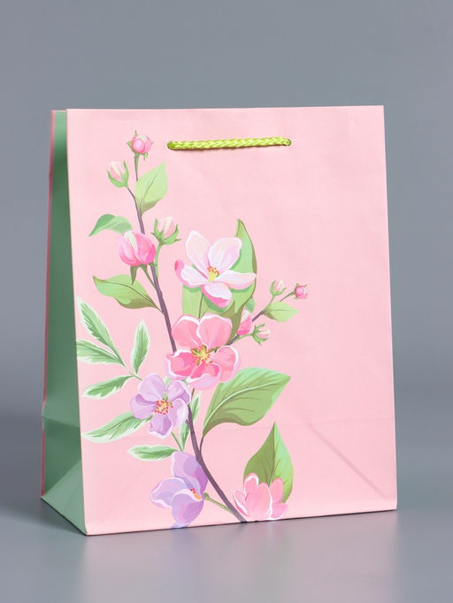 Пакет подарочный ламинированный «Нежный комплимент», розовый, 18×22.3×10 см