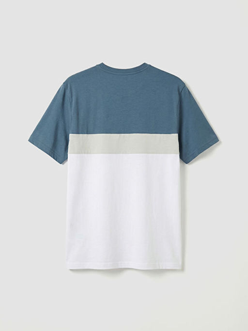 Bisiklet Yaka Renk Bloklu Penye Erkek Ti??rt