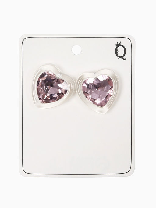 Серьги "Кристалл" сердце, цвет прозрачно-розовый