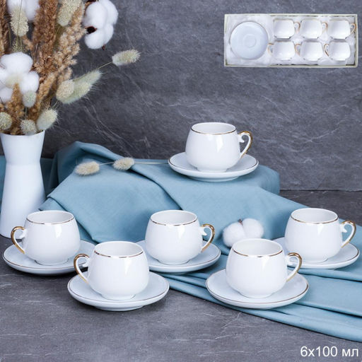Набор кофейный 12 пр 100 мл фарфор, отводка золотом арт. CF/12-FY196004 (652792)