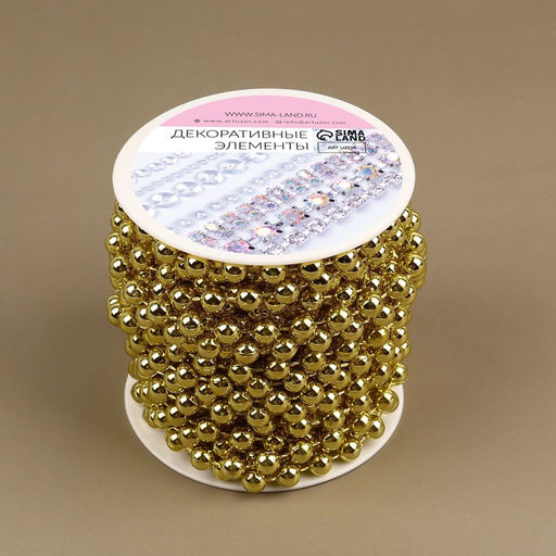 Бусы на нитях, 7.5 мм, 9±1 м, цвет золотой