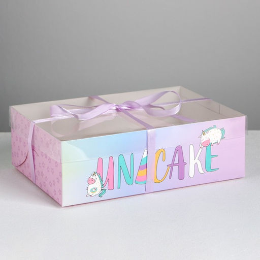 Цена за 5 шт. Коробка для капкейка, кондитерская упаковка, 6 ячеек, Unicake, 23×16×7.5 см
