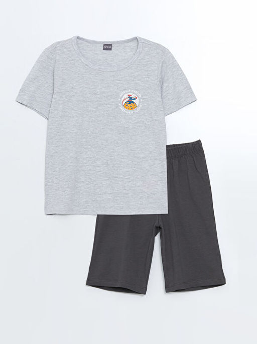 Bisiklet Yaka Erkek ?ocuk ?ortlu Pijama Tak?m?