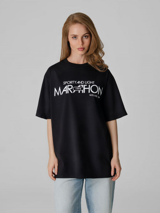 Арт. 3190 Футболка женская оверсайз 42-48 (4 шт) Цвет:черный - Калинка фото 4