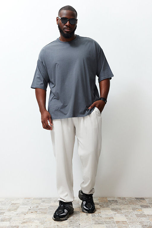 B_y_k Beden Antrasit Oversize/Geni_ Kesim %100 Pamuklu T-Shirt TMNSS23TS00139 - Trendyolmilla фото 2